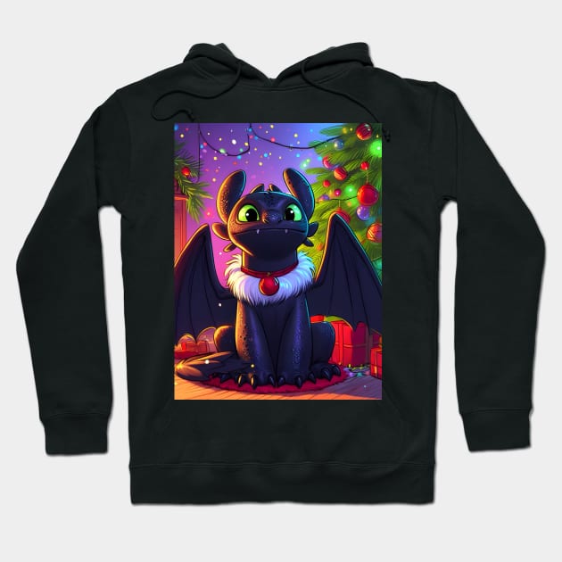 Christmas Dragon Wonderland: Festive Art Prints Featuring Whimsical Dragon Designs for a Joyful Holiday Celebration! Hoodie by insaneLEDP